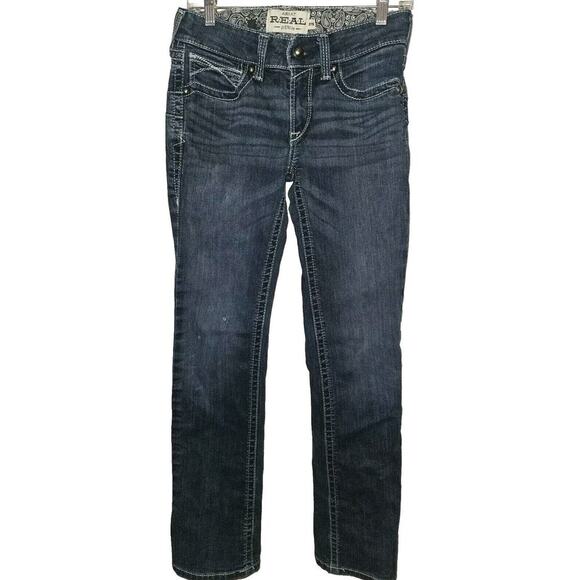 Ariat Real Jeans Women Sz 27R Mid Rise Straight Leg Blue Denim Length 31 - Picture 1 of 13